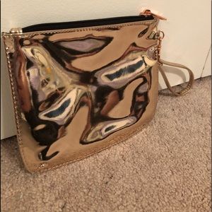 Rose Gold Metallic Wristlet